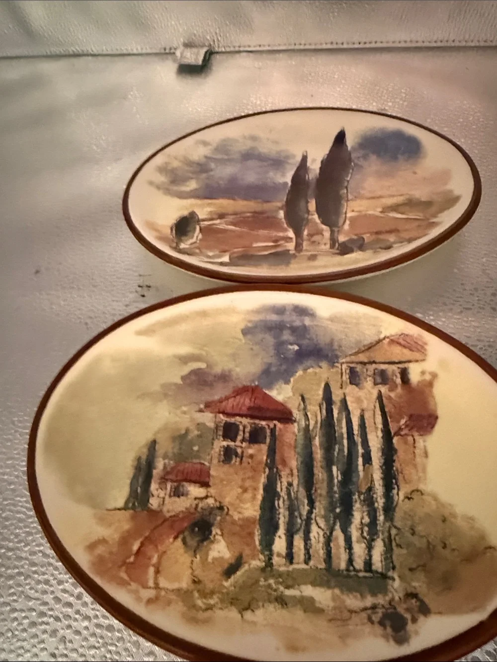 Vintage Hand-Painted Italian countryside Salad Plates - Set of 4